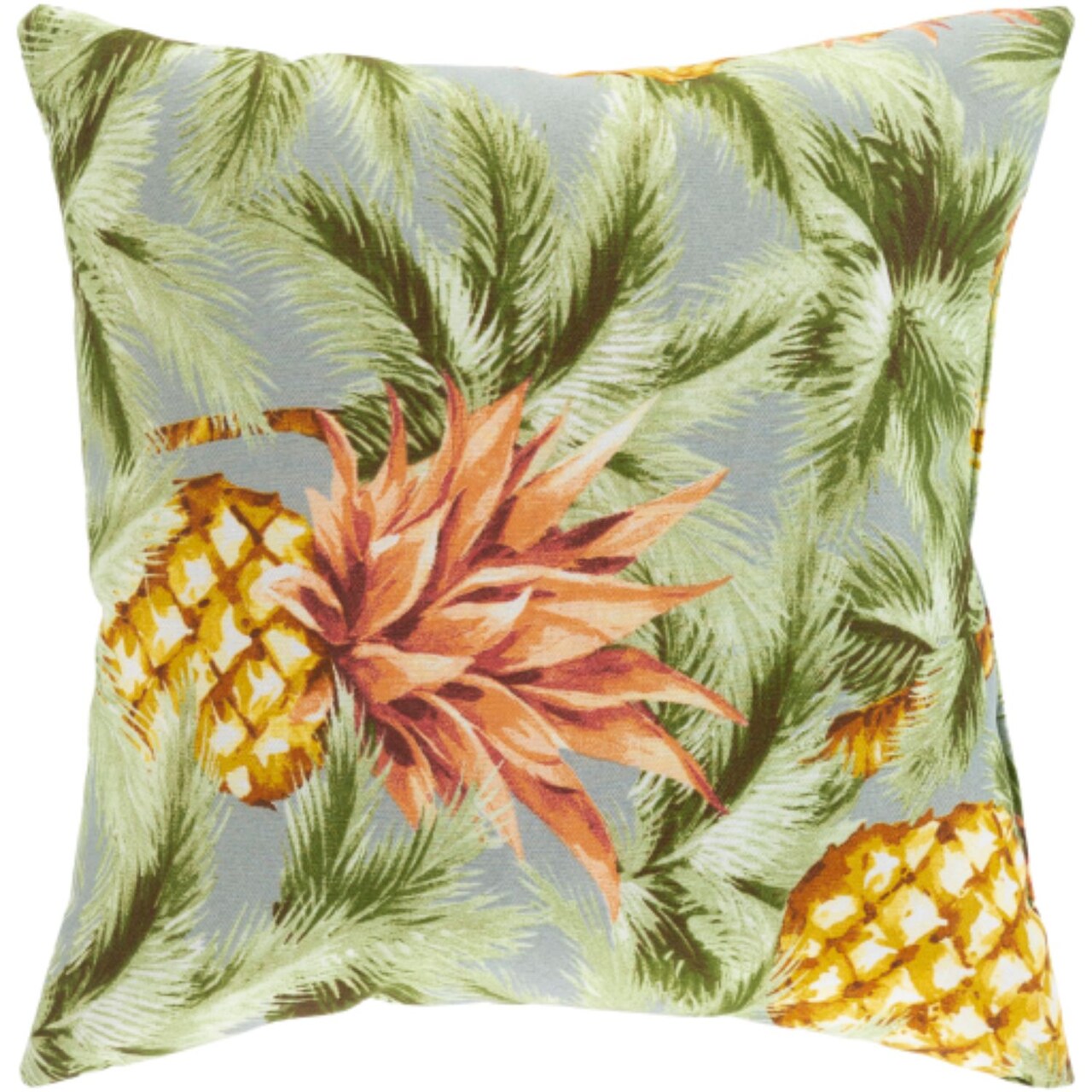 Tiwari Home 16" Green and Orange Coastal Woven Square Outdoor Patio Throw Pillow